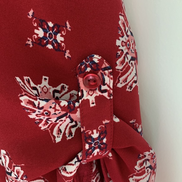 Red with blue and white pattern blouse - Picture 2 of 2